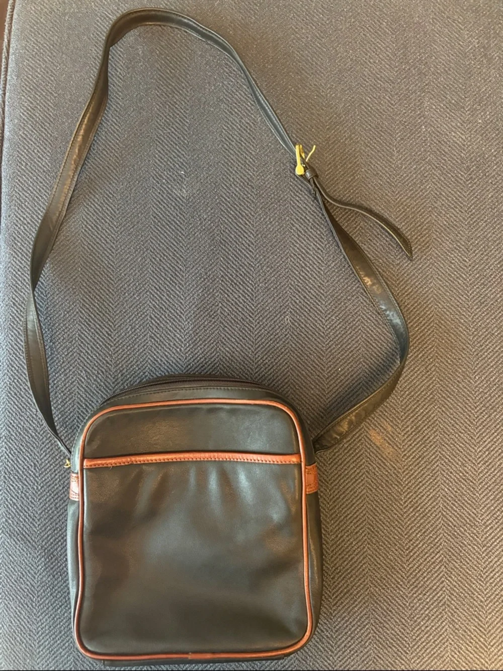 Pantera Woven Front Leather Crossbody Bag - Brown and Black
